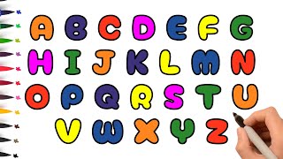 How To Draw Alphabet A to Z - ABCD Drawing For Kids - ABCDEFGHIJKLMNOPQRSTUVWXYZ