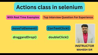 Actions class in selenium webdriver |movetoelement()| draggAndDrop()| contextclick()| doubleclick()