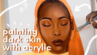 how to paint dark skin in acrylic | full timelapse