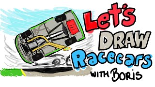 Let's Draw Race Cars with Boris at noon ET!   Ep 15 An upside down NASCAR racecar!