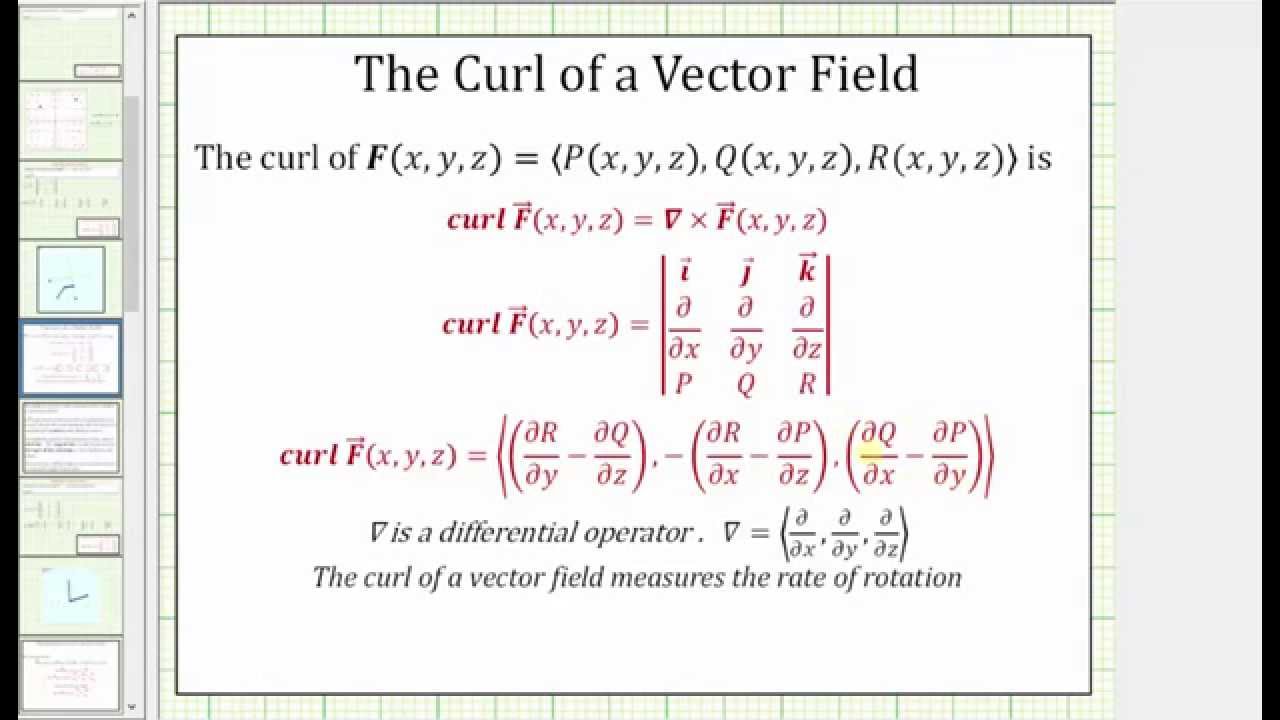 Ex 1: Determine The Curl Of A Vector Field (2D) - YouTube