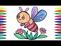 How to draw a cute honey bee 😀 | step by step drawing | drawing and colorig for kids