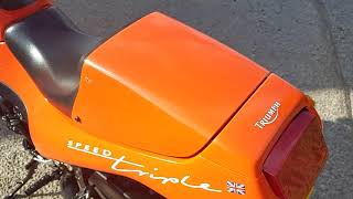 1995  TRIUMPH SPEED TRIPLE MK1 IN FIREBALL ORANGE FOR SALE. WALK ROUND AND START UP.