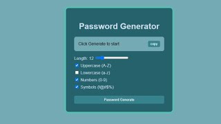 Create a Password Generator with HTML, CSS, & JavaScript