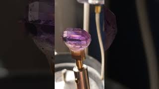 Faceting elongated Emerald Cut Amethyst finished polishing the Pavilion #Shorts