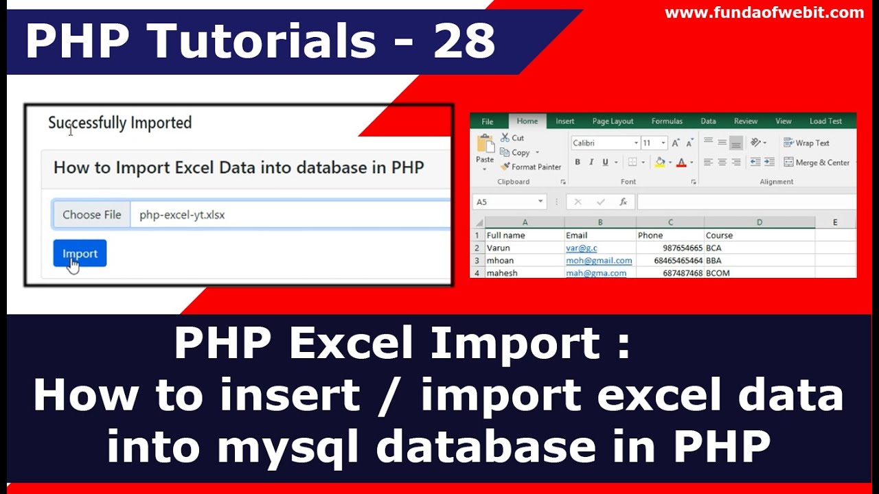 PHP Excel Import : How To Insert / Import Excel Data Into Mysql ...