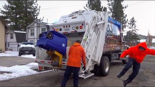 Big Bear City CSD - A Variety of Garbage Trucks in the Snow!