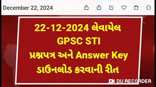 GPSC STI Question Paper With Answer Key 2024