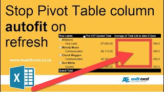 Fix column width in Excel Pivot Table
