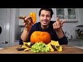 the puking pumpkin with chips and guacamole