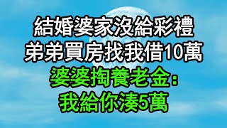 結婚婆家沒給彩禮，弟弟買房找我借10萬，婆婆掏養老金：我給你湊5萬#深夜淺讀 #為人處世 #生活經驗 #情感故事