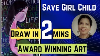 HOW TO Draw Save Girl Child (Step by Step) | Beti Bachao Drawing (EASY)