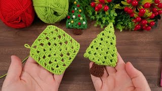 🎄 10 Minute Cute Crochet Granny Square Christmas Tree Hack *** Easy Crochet Christmas ornament