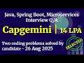 Capgemini Java Interview | Core Java, Spring Boot and Microservices