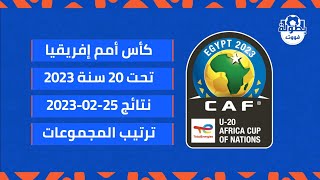 نتائج مباريات اليوم 25-02-2023 | ترتيب كأس أمم أفريقيا للشباب تحت 20 سنة 2023