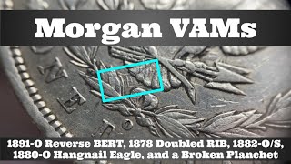 Morgan Dollar VAM Varieties - Die Clash BERT, Doubled RIB, 1882-O/S, Hangnail Eagle. Broken Planchet