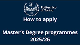 How to apply for a Master's degree programme -applicants with non-Italian Degree 2025/26