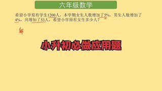 小升初百分数应用题，方程很好理解，关键会写等量关系式