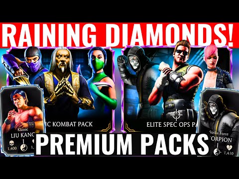 MK Mobile. Klassic Kombat Pack and Elite Spec Ops Pack Opening! Raining Diamonds From Premium Packs