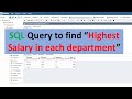 SQL Query to find highest salary in each department | Most important SQL interview Question