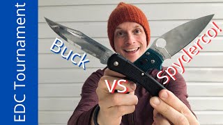 SPY27 Manix 2 VS 420 HC Buck 110 | Spyderco Flat Grind VS Hollow Knife