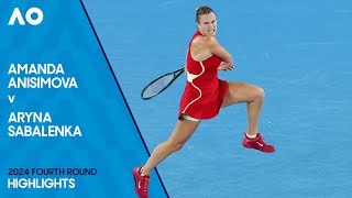 Amanda Anisimova v Aryna Sabalenka Highlights | Australian Open 2024 Fourth Round