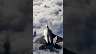 F-22 creeps up on a pair of Russian Su-33 jets.  #f22 #sukhoi #usa #russia #shorts #edit #reels #fyp