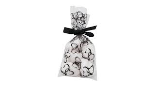 25 x Mini Black Hearts Cellophane Bags