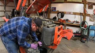 Kubota L39 getting a much needed service! Also something to look for when buying used.