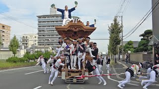 2023.10.14 東大阪市 本庄 だんじり 曳き出し 宵宮 午前曳行1周目 やりまわし　令和五年十月十四日(土)　弥栄だんじり祭 六郷(盾津) 秋祭り