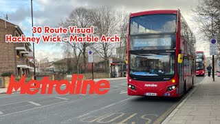 FULL ROUTE VISUAL | London Bus Route 30: Hackney Wick - Marble Arch (LK18AKU VMH2458)