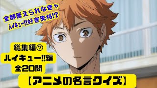 【クイズ】【ﾊｲｷｭｰ!!編】(全20問)アニメの名言を聞いて[ｷｬﾗ名、声優、好物]を答えろ!総集編⑦