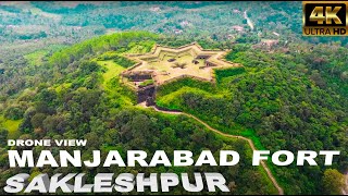 Manjarabad fort Sakleshpur drone view video 4k