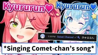 Comet-chan shows up on Miko's stream while singing Comet-chan's Original song [Hololive/Eng sub]