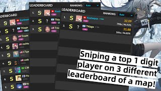 Quaver - Sniping a top 1 digit player on 3 different leaderboard of a map!