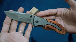 Browning X47 Steel Folding Pocket Knife Titanium Wood Handle Outdoor Tactical Knife Survival Tool