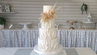 STUNNING (easier than it looks) Fall Drapped Linen Wedding Cake | Cake Decorating Tutorial