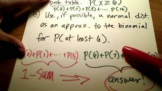 Stats: Approximating a Binomial Prob Distribution using a Normal Distrib (Part 2)