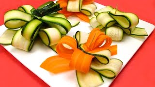 How to Make a Gift Bow with Zucchini and Carrots / Food Carving, Cutting Tricks
