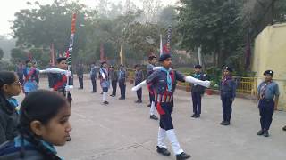 Welcome of Panel Inspection Team by Colour Party Scouts & Guides at KV AGCR