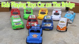RC Toys Car - Kids Playing Toys Car Across The Carton Bridge