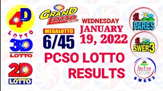 Lotto Result January 19 2022 (Wednesday), 6/55, 6/45, 3D, 2D | PCSO lotterry draw