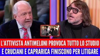 CRUCIANI NON PERDONA L'ATTIVISTA CHE APPOGGIA LE VIOLENZE CONTRO IL GOVERNO MELONI