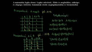 4  tétel: A matematikai logika elemei. Logikai műveletek.