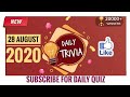 Flipkart Daily Trivia Quiz Answers | Win Gift Vouchers, Gems | 28 August 2020