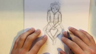 How to Draw Anime Sitting Pose Full Body [No Timelapse]