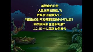 美股盘后分析大盘回测 妖股乱飞贾跃亭还能撑多久？特斯拉交付不及预期回测多少可以买？科技股休息 能源股补涨？1.2.25 个人思路 仅供参考