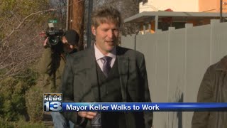 Mayor Keller walks to work, talks crime rate