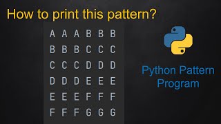 131 Python Pattern Program - Alphabet Square Pattern without any pre-defined method using while loop