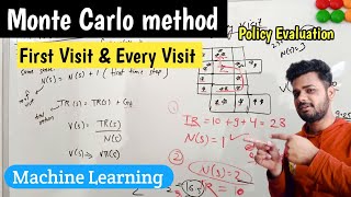 First visit and Every visit Monte Carlo method | Machine Learning | Policy evaluation of Monte Carlo